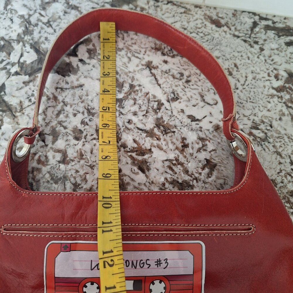 Cole Haan Red Leather Tote with Cassette Graphic. Cute and Classic! - Picture 12 of 14